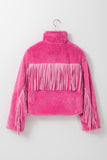 Anokhinaliza Fringed Zip Up Fleece Jacket