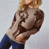 Anokhinaliza Reindeer and Snowflake Pattern Sweater