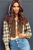 Anokhinaliza Raw Hem Plaid Cropped Hooded Jacket