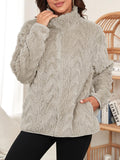 Anokhinaliza Fuzzy Zip Up Long Sleeve Jacket