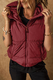 Anokhinaliza Drawstring Zip Up Hooded Vest Coat