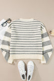 Anokhinaliza Striped Round Neck Dropped Shoulder Sweater