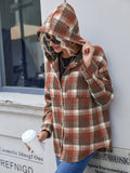 Anokhinaliza Ivy Lane Plaid Button Up Long Sleeve Hooded Jacket