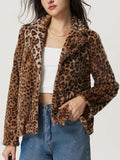 Anokhinaliza Fuzzy Leopard Collared Neck Jacket