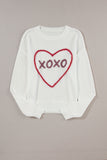 Anokhinaliza XOXO Round Neck Drop Shoulder Sweater