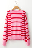 Anokhinaliza Striped Round Neck Dropped Shoulder Sweater