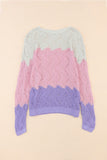 Anokhinaliza Color Block Hollow Boat Neck Sweater