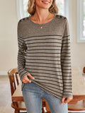 Anokhinaliza Lovelet Striped Round Neck Long Sleeve T-Shirt