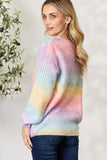 Anokhinaliza BiBi Rainbow Gradient Crochet Deetail Sweater