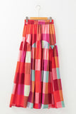 Anokhinaliza Color Block Elastic Waist Maxi Skirt