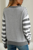 Anokhinaliza Striped Round Neck Dropped Shoulder Sweater