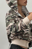 Anokhinaliza Pocketed Camouflage Zip Up Hooded Jacket