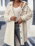 Anokhinaliza Fuzzy Button Up Long Sleeve Longline Coat