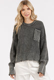 Anokhinaliza Mittoshop Distressed Hem Round Neck Dropped Shoulder Sweater