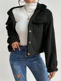 Anokhinaliza Fuzzy Button Up Collared Neck Jacket