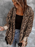 Anokhinaliza Fuzzy Leopard Long Sleeve Hooded Jacket