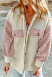 Anokhinaliza Color Block Collared Neck Sherpa Jacket