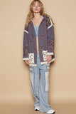 Anokhinaliza POL Embroidered Open Front Quilted Jacket with Crochet Pockets