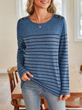 Anokhinaliza Lovelet Striped Round Neck Long Sleeve T-Shirt