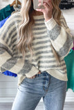 Anokhinaliza Striped Round Neck Dropped Shoulder Sweater