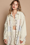 Anokhinaliza POL Raw Hem Patchwork Dropped Shoulder Jacket