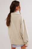 Anokhinaliza Exposed Seam Side Slit Long Sleeve Sweatshirt