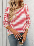 Anokhinaliza Mandy Striped Round Neck Long Sleeve Sweater