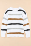 Anokhinaliza Striped Round Neck Dropped Shoulder Sweater