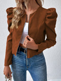 Anokhinaliza Zip Up Puff Sleeve Jacket