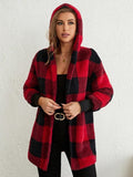 Anokhinaliza Plaid Long Sleeve Hooded Coat