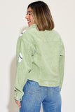 Anokhinaliza Baseball Sequin Dropped Shoulder Raw Hem Jacket