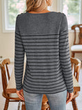 Anokhinaliza Lovelet Striped Round Neck Long Sleeve T-Shirt