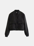 Anokhinaliza Pocketed Snap Down Baseball Collar Jacket