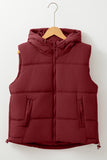 Anokhinaliza Drawstring Zip Up Hooded Vest Coat