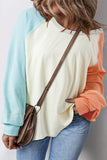 Anokhinaliza Color Block Round Neck Long Sleeve T-Shirt