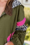 Anokhinaliza Leopard Zip Up Long Sleeve Hooded Jacket