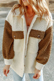 Anokhinaliza Color Block Collared Neck Sherpa Jacket