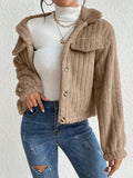 Anokhinaliza Fuzzy Button Up Collared Neck Jacket