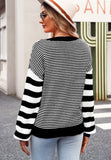 Anokhinaliza Striped Round Neck Dropped Shoulder Sweater