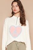 Anokhinaliza POL Cable-Knit Peace Patch Dropped Shoulder Sweater