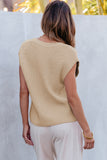 Anokhinaliza Pocketed V-Neck Cap Sleeve Sweater