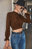 Anokhinaliza Animal Print Tie-Back Cropped Blouse