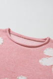 Anokhinaliza Pearl Trim Flower Round Neck Sweater