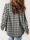 Anokhinaliza Plaid Snap Down Plush Hooded Jacket