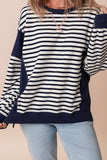 Anokhinaliza Exposed Seam Striped Long Sleeve Sweatshirt