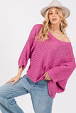 Anokhinaliza SAGE + FIG Distressed Asymmetrical Open Stitch Sweater