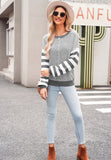 Anokhinaliza Striped Round Neck Dropped Shoulder Sweater