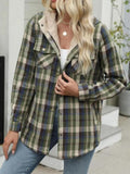 Anokhinaliza Plaid Snap Down Plush Hooded Jacket