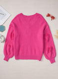 Anokhinaliza Pearl Trim Heart V-Neck Sweater