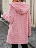 Anokhinaliza Heart Open Front Hooded Fuzzy Coat